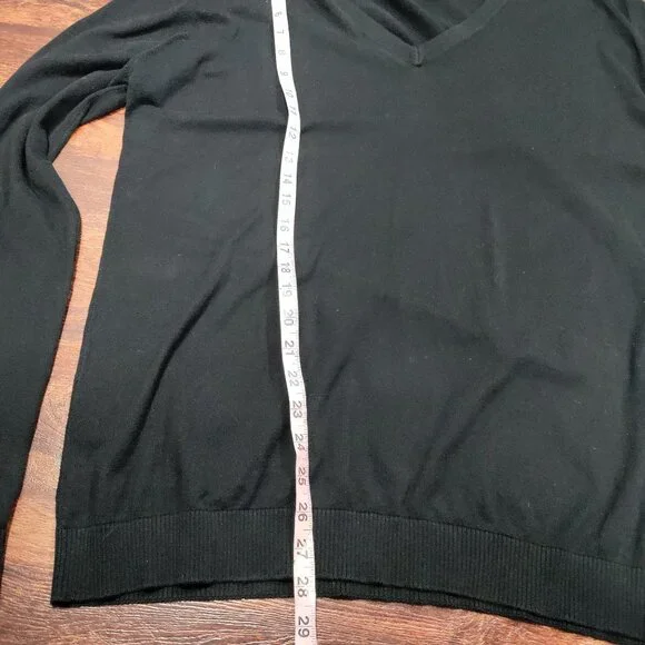 Norma Kamali Black Cotton V-Neck Long Sleeve Sweater Women's Size Large - Picture 8 of 8